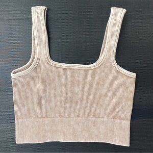 Zenana Outfitters Ribbed Beige Crop Top